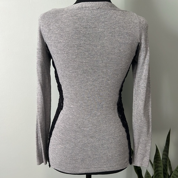 ⭐️ THE LIMITED Gray Polka Dot Sweater with Black Lace Detail on sides ⭐️ - Picture 3 of 7